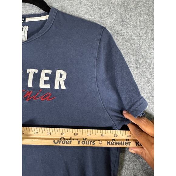 Hollister Shirt Men Medium Short Sleeve Blue Spell Out Preppy Academia Californi - Picture 3 of 6